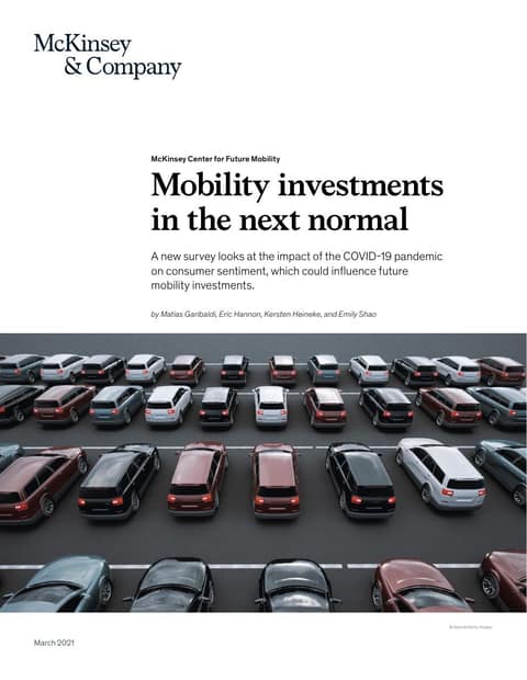 Mobility investments in the next normal