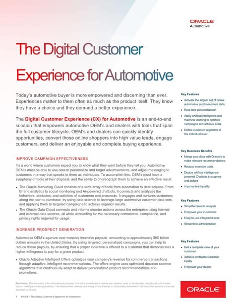 The Digital Customer Experience for Automotive